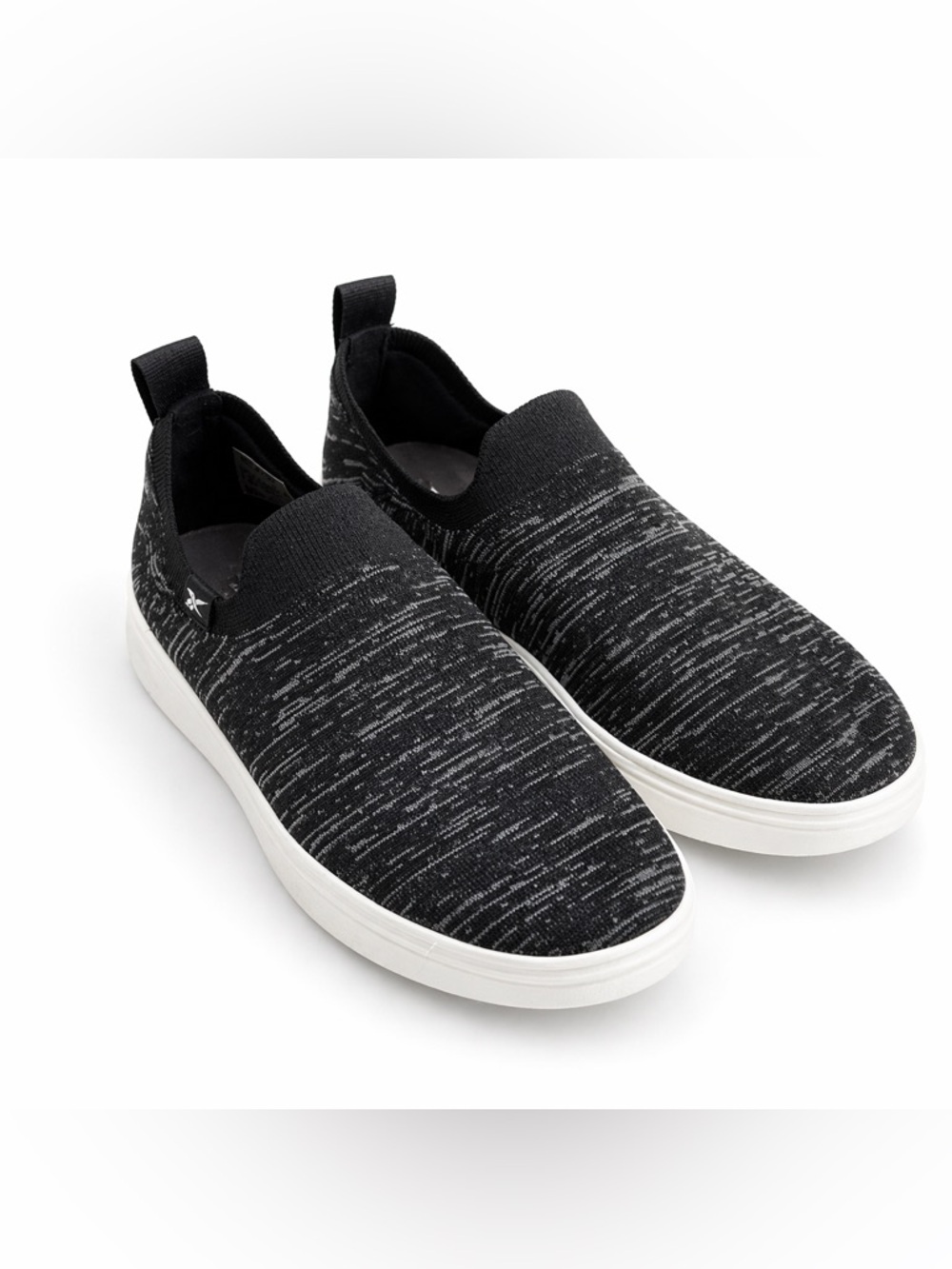 REEBOK MemoryTech Slip On Sneakers Black Knit Comfort Walking Shoes